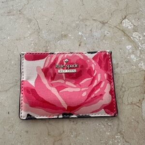 Kate Spade Red and Pink Floral Card Holder